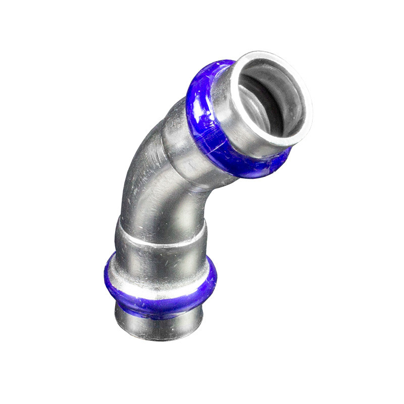 Bogen 45° Innen/Innen Edelstahl V4A, V-Kontur