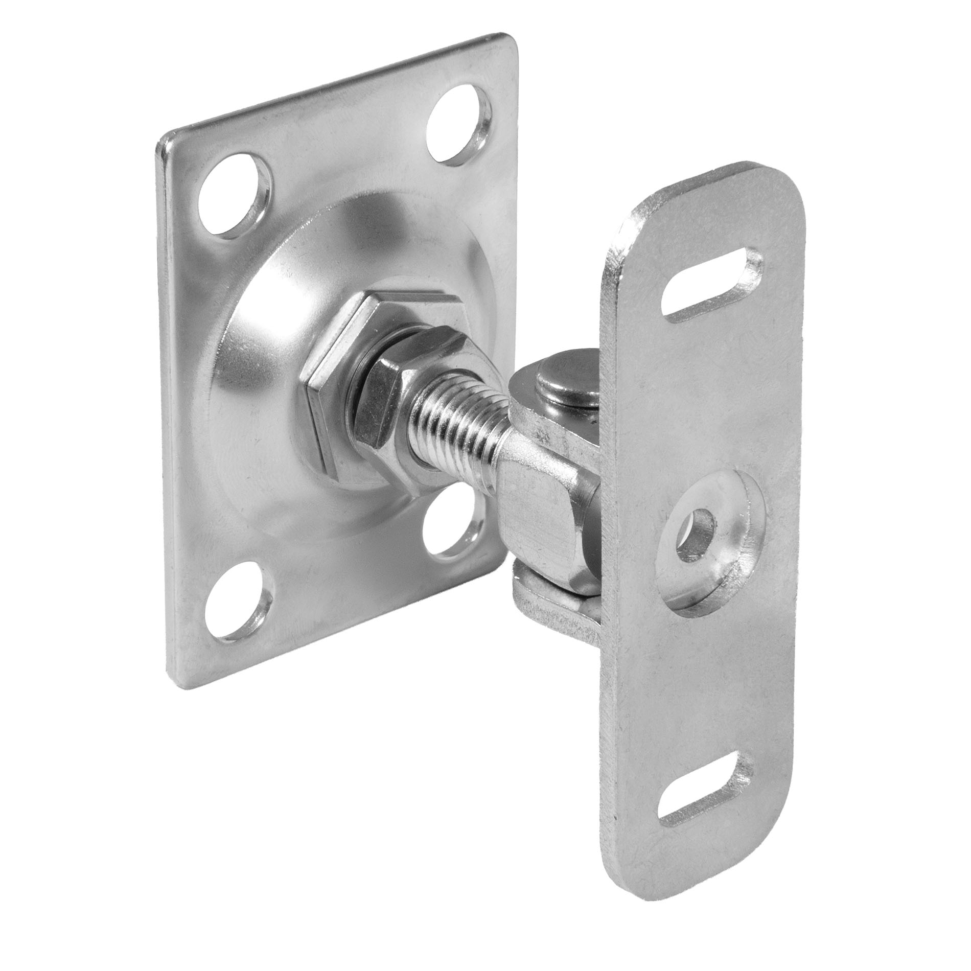 Edelstahl Torscharnier mit Platte, M12 V2A - blank - regulierbar