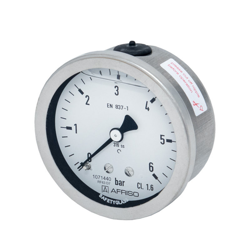 Edelstahlmanometer Ø 63 mm, Glyzerinfüllung