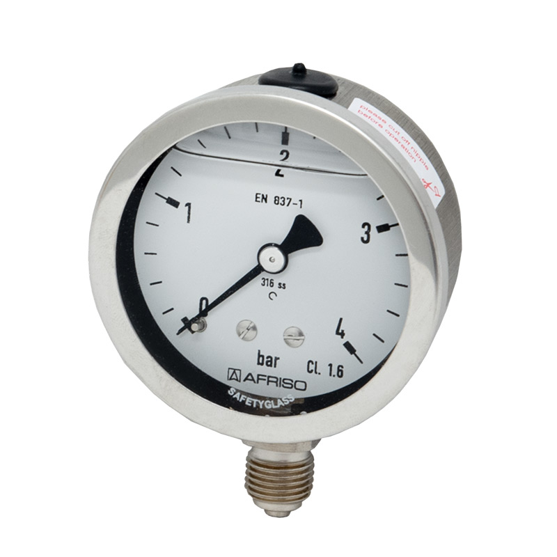 Edelstahlmanometer Ø 63 mm, Glyzerinfüllung