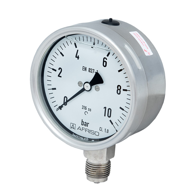 Edelstahlmanometer Ø 100 mm, Glyzerinfüllung