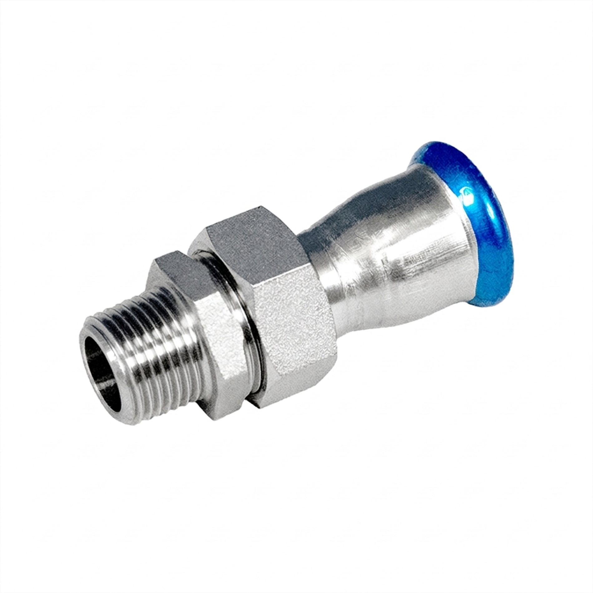 Übergangsverschraubungmit AG Edelstahl V4A, M-Kontur 1 1/2" - Ø 42 MM, flachdichtend- DVGW