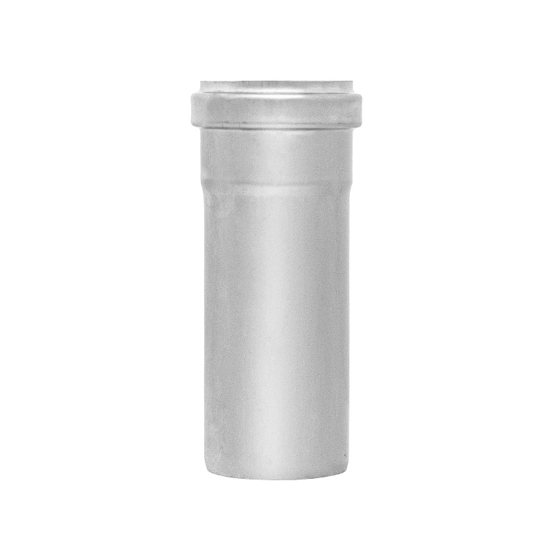 Abflussrohr mit einer Muffe aus Edelstahl Abflussrohr mit einer Muffe aus Edelstahl