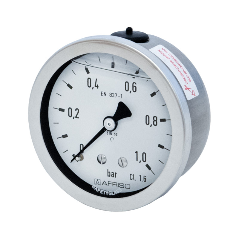 Edelstahlmanometer Ø 63 mm, Glyzerinfüllung