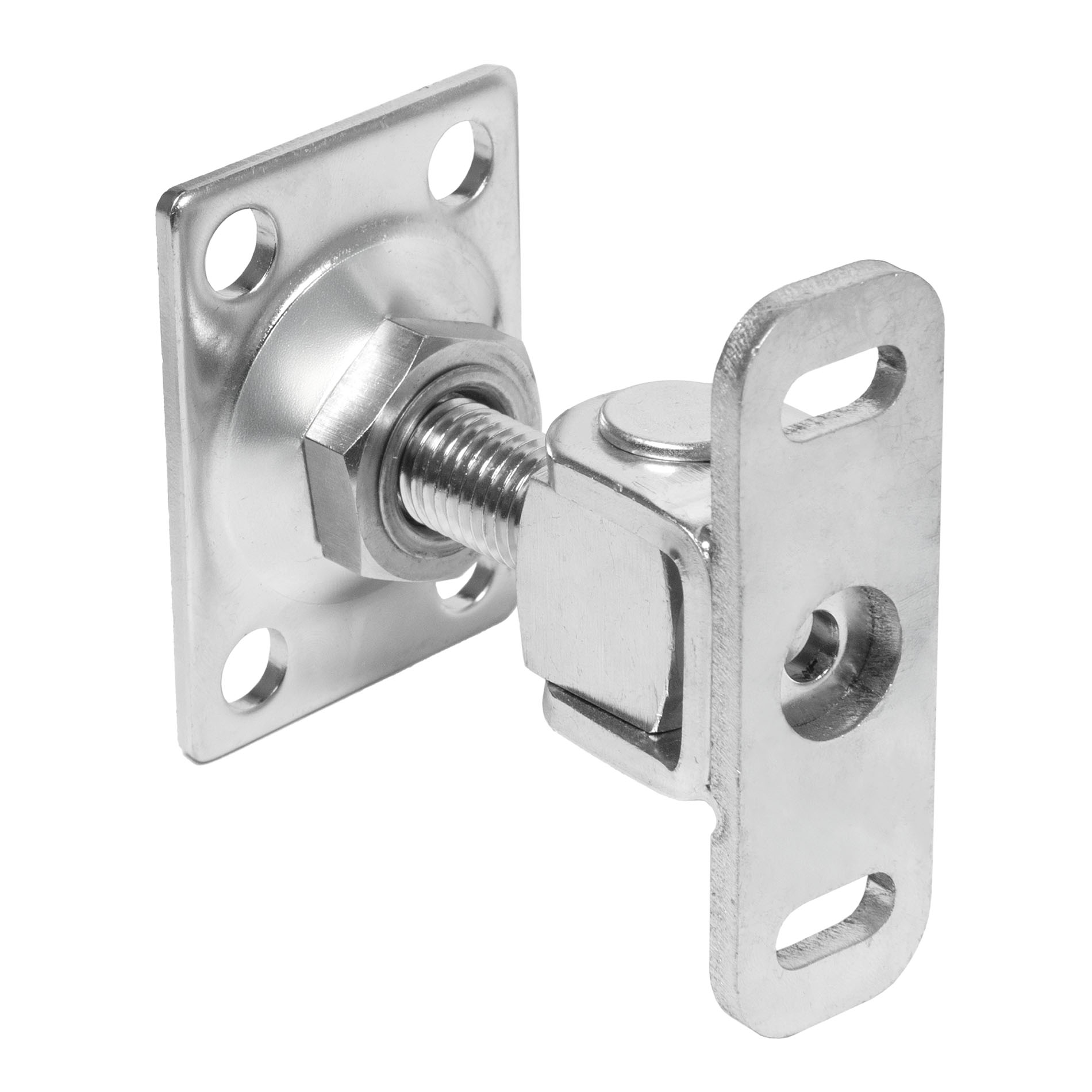 Edelstahl Torscharnier mit Platte, M16 V2A - blank - regulierbar