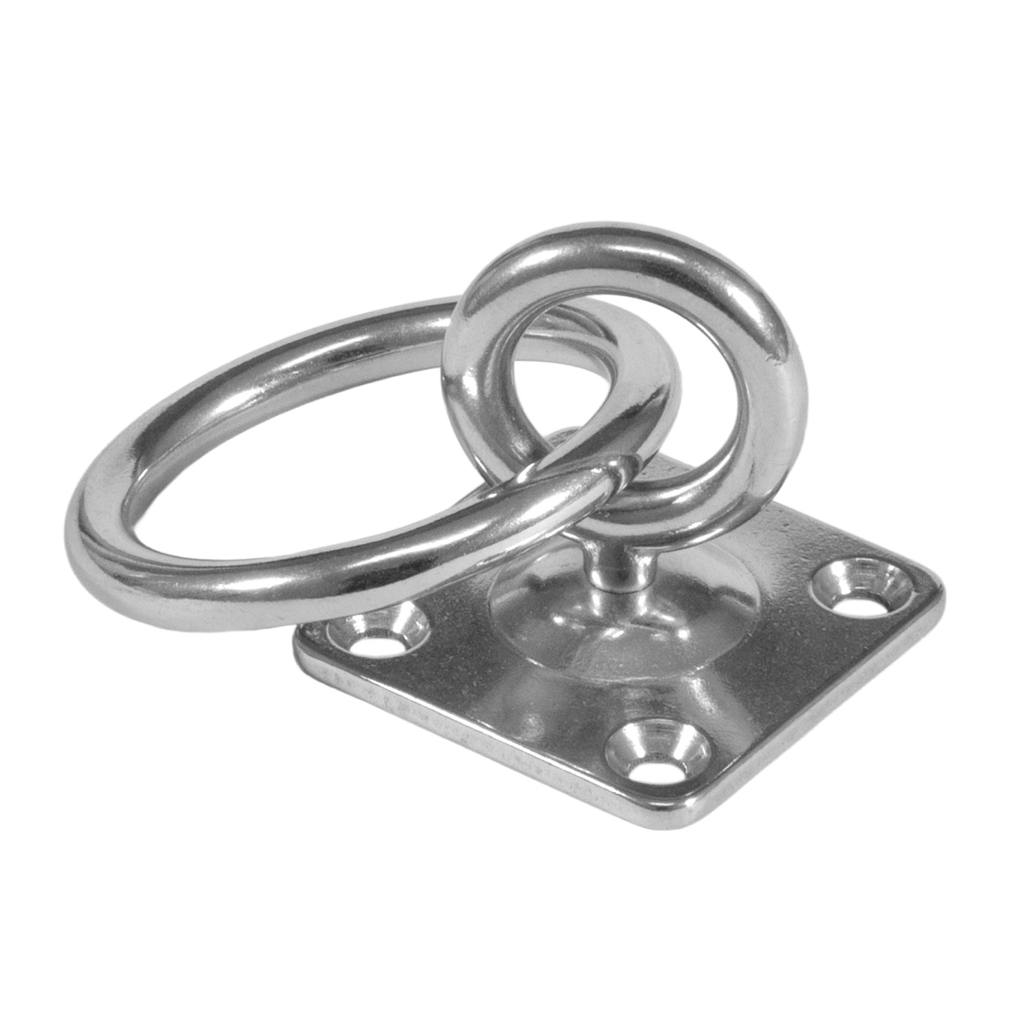 Augplatte aus Edelstahl mit Wirbel und Ring (V2A)