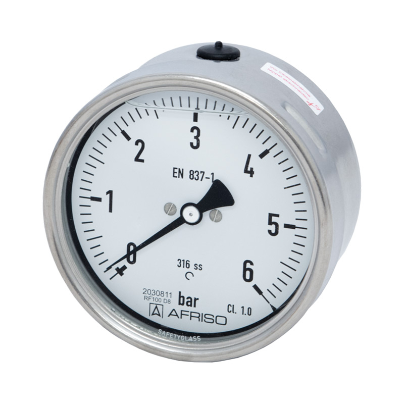 Edelstahlmanometer Ø 100 mm, Glyzerinfüllung