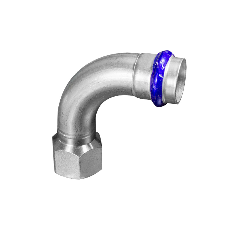 Bogen 90° mit Innengewinde, Edelstahl V4A, V-Kontur