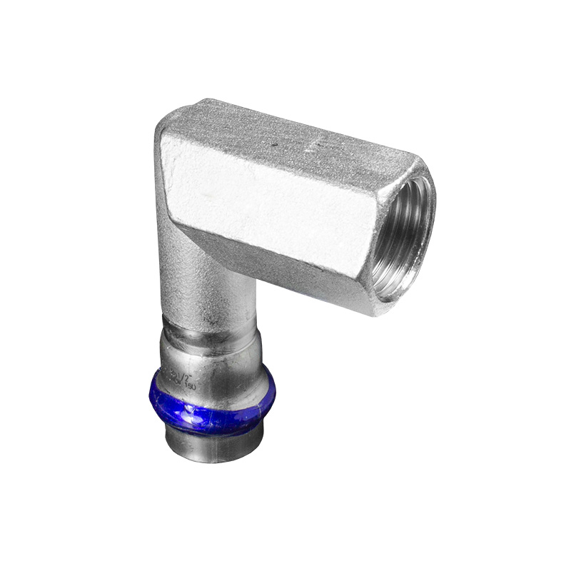 Übergangswinkel 90° mit Innengewinde Edelstahl V4A, V-Kontur