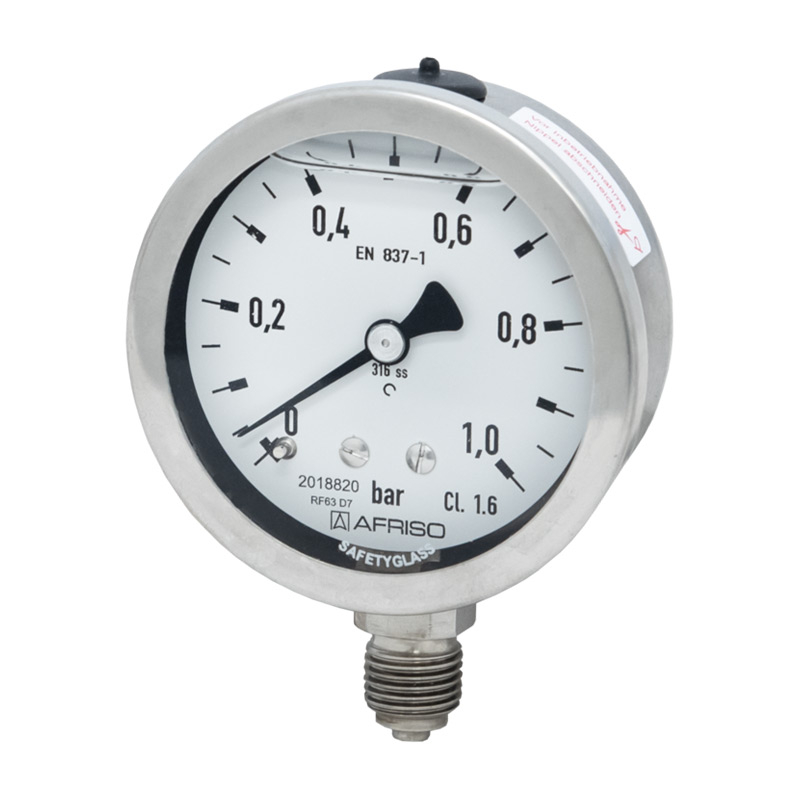 Edelstahlmanometer Ø 63 mm, Glyzerinfüllung