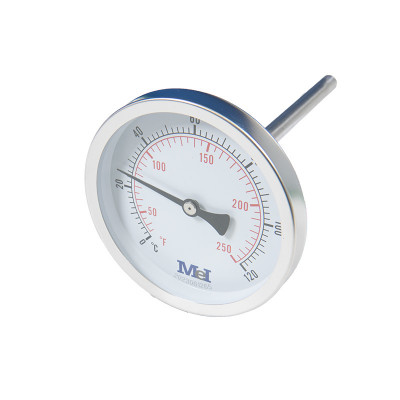 Edelstahlthermometer (V2A) Ø 100 mm, 150 mm Länge