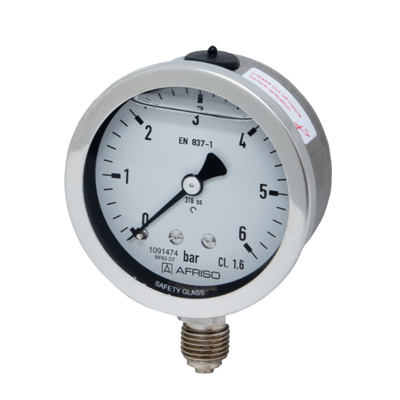 Edelstahlmanometer Ø 63 mm, Glyzerinfüllung