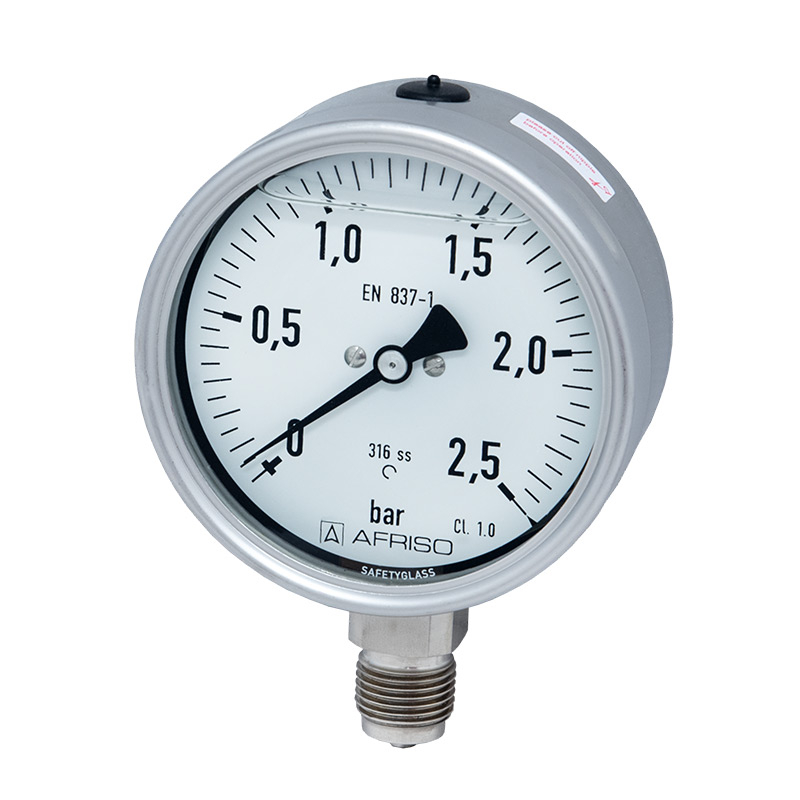 Edelstahlmanometer Ø 100 mm, Glyzerinfüllung