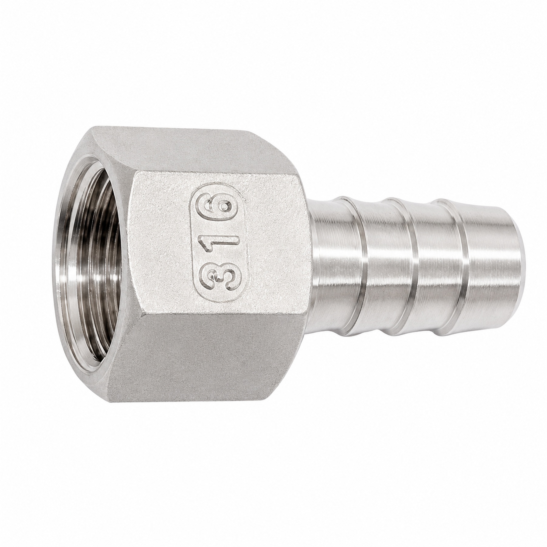 Schlauchtülle mit Innengewinde Edelstahl 1/8" x 6 - V4A - DIN 2999